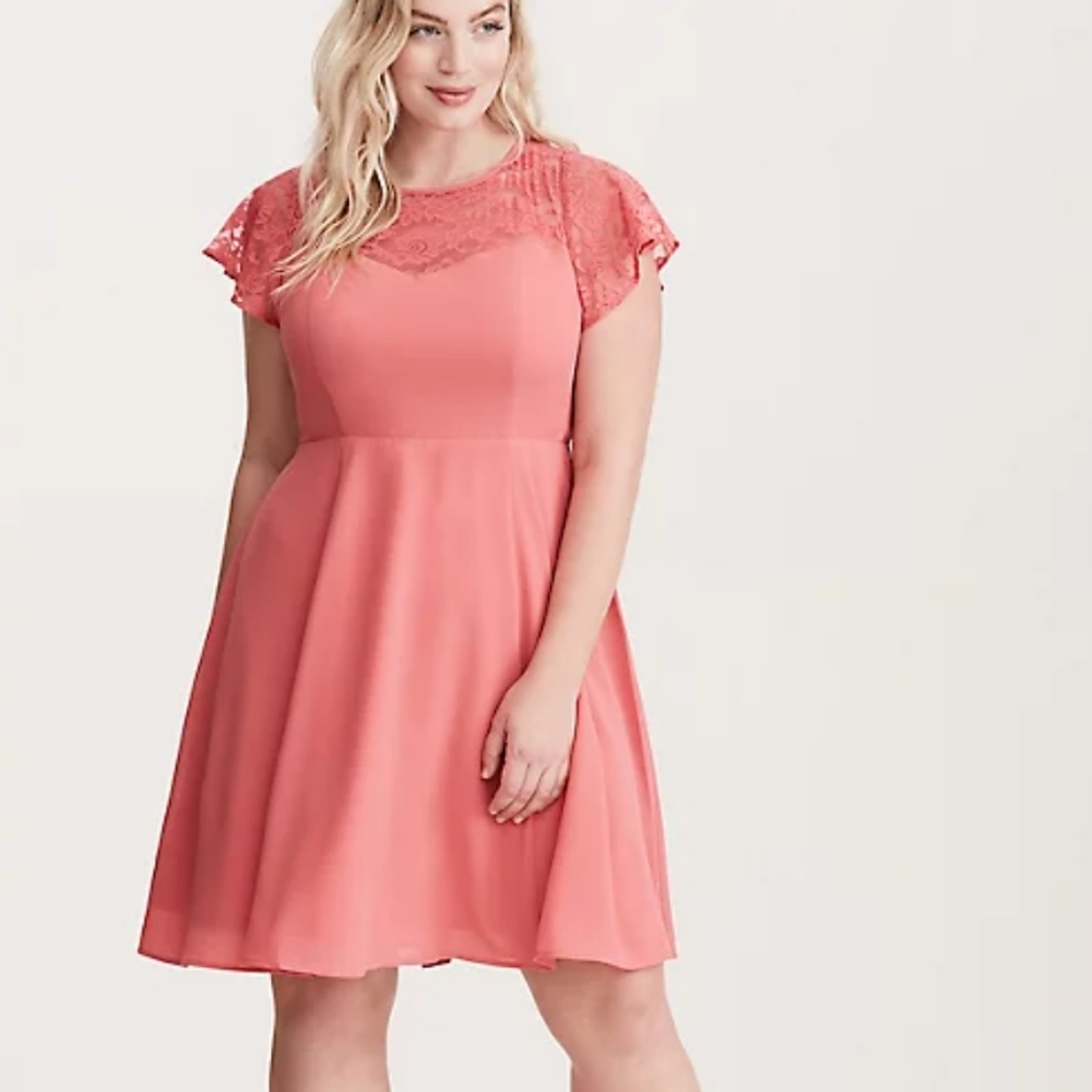 Torrid Pink Georgette Lace Dress 22